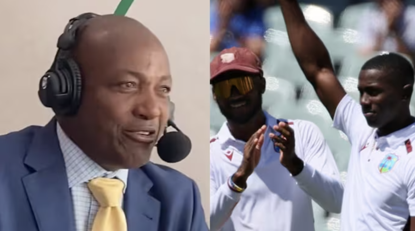 Brian Lara  in tears after West Indies beat Australia at the Gabba on Sunday.